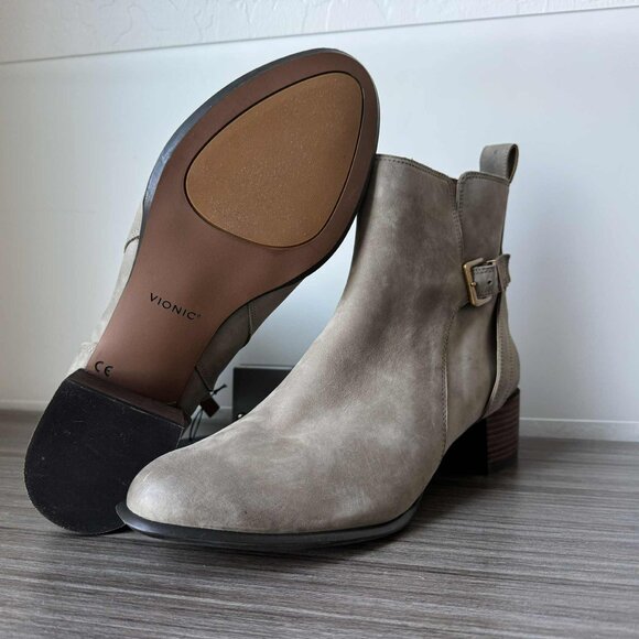 Vionic Women's Sienna Zip Up Ankle Boots Booties $180 in Stone Nubuck - Picture 2 of 12